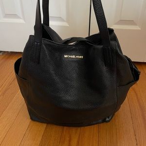 Black Leather Michael Kors large leather bag boho style large shoulder bag